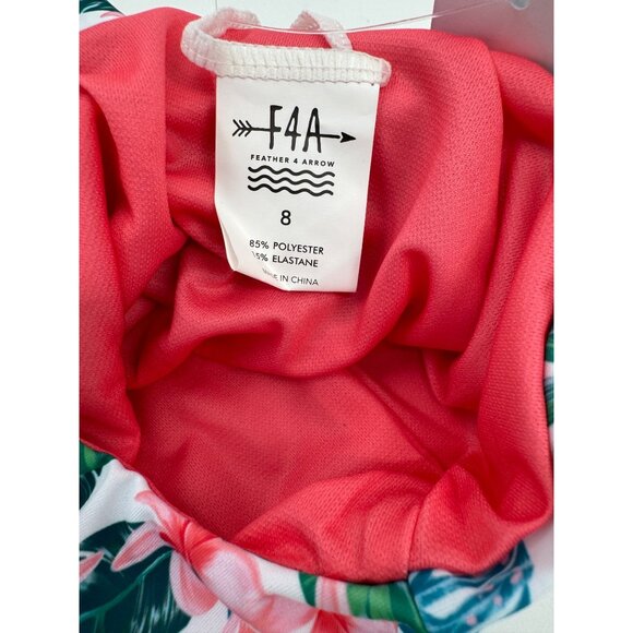 Girls Feathers & Arrow Lola Paradise Island Tiropical Print One-Piece Swimsuit S - Picture 4 of 8